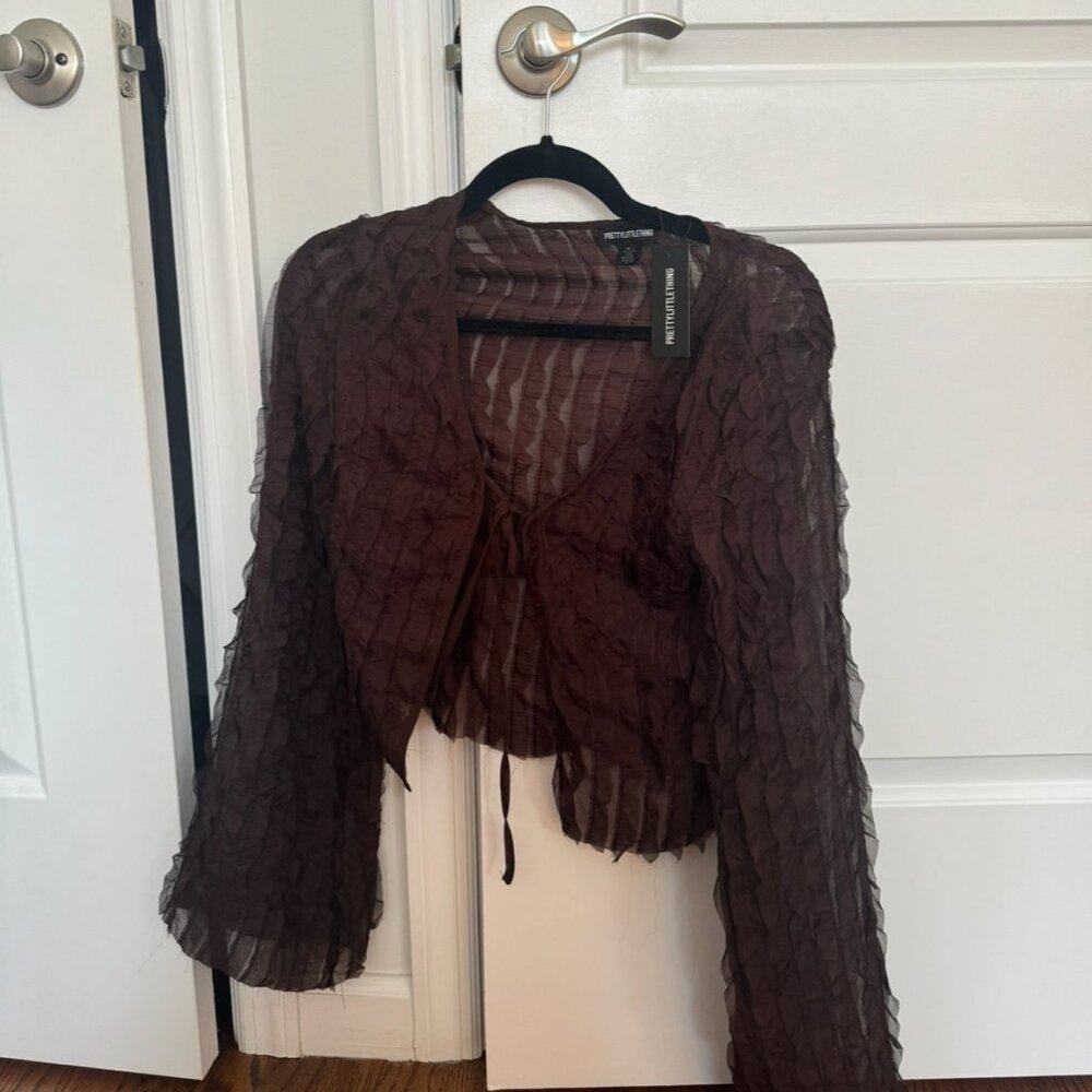 Pretty Little Thing Brown Blouse in Size 0 with tags and brand new